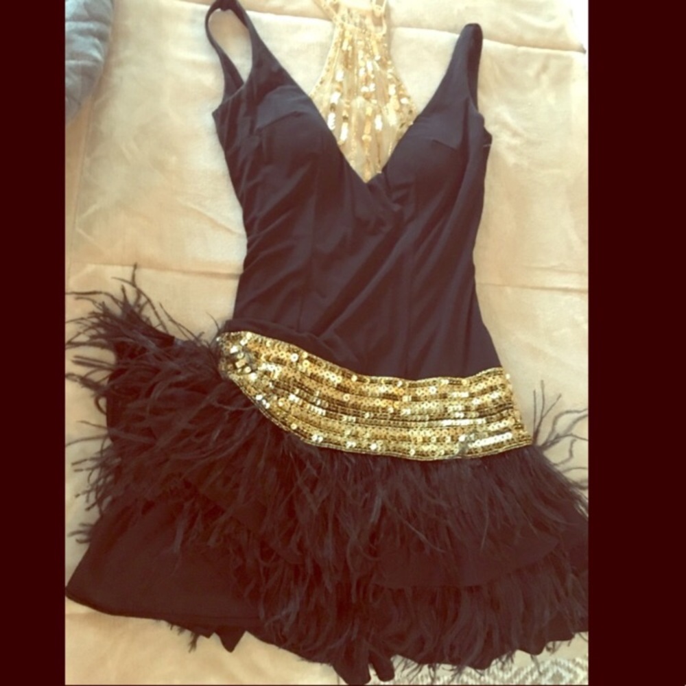 Black and gold cocktail dress